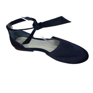 ALEXANDRE BIRMAN black d'orsay round toe tie ankle flats shoes‎ 8.5/39